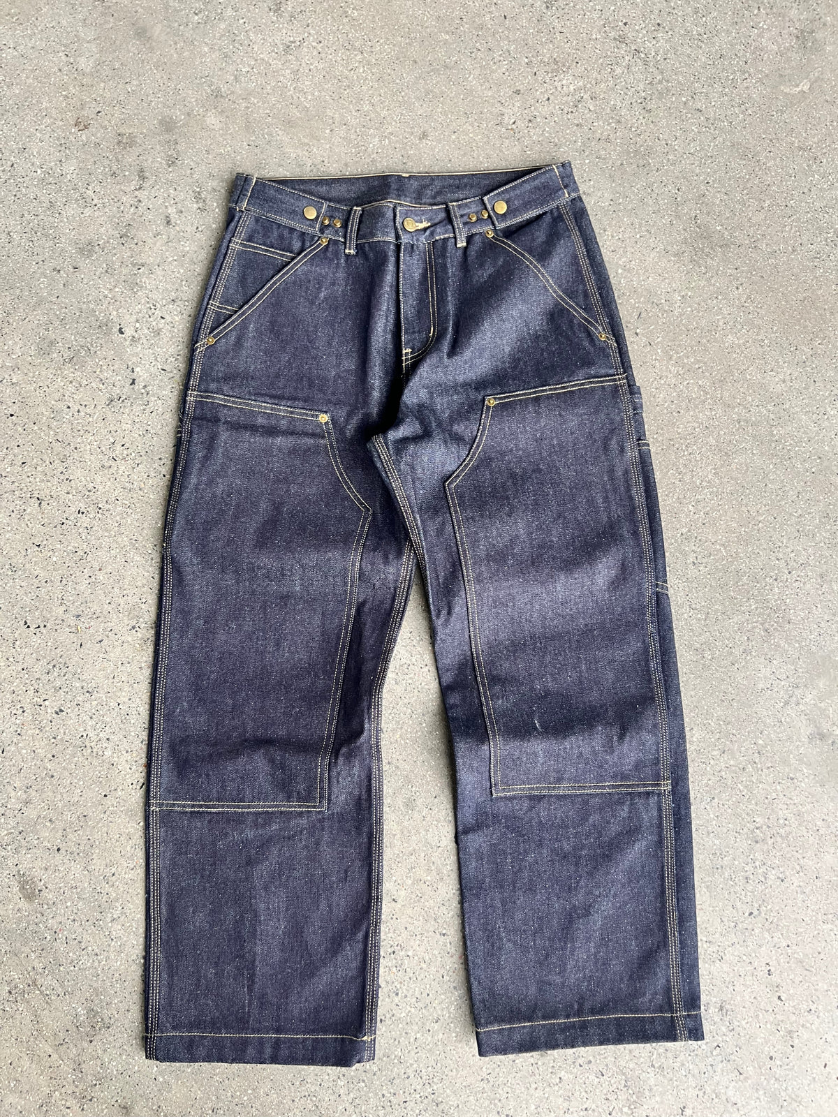 Frofooo Men's Blue Draped Knee Jeans, American Street Style, Straight Leg Casual Fit