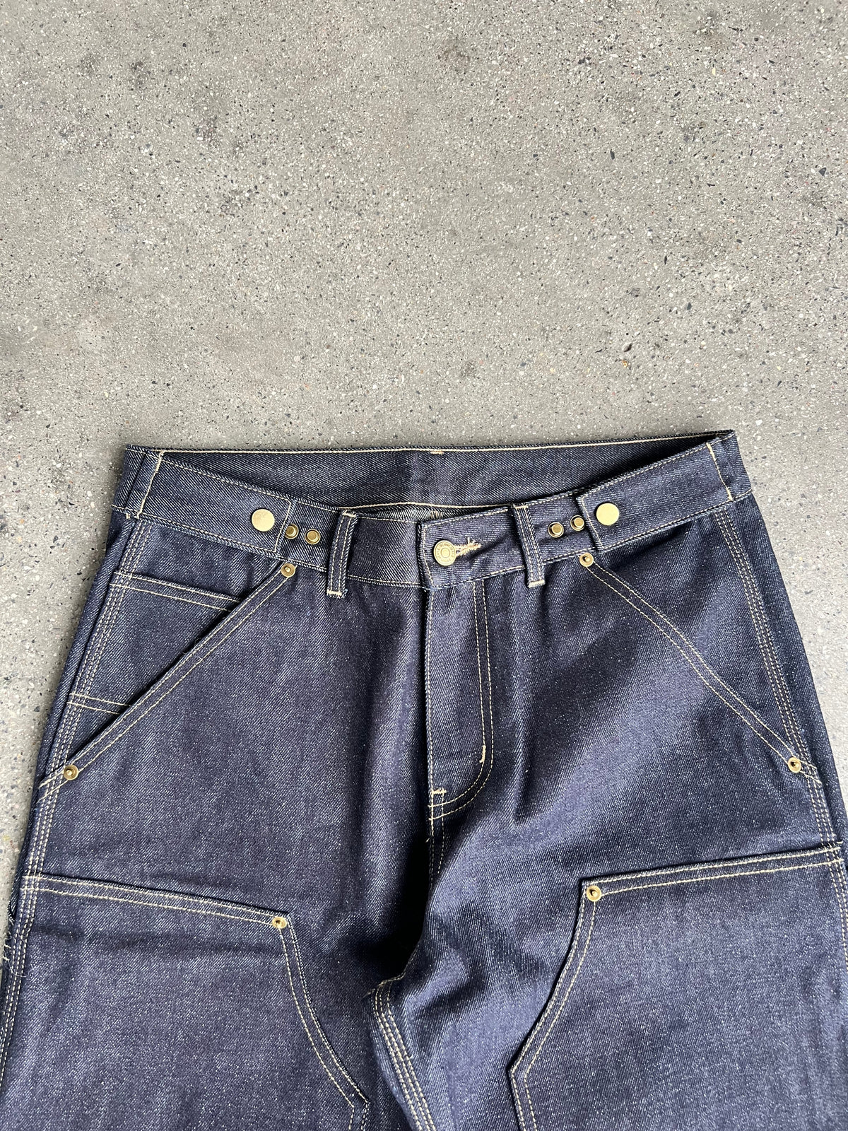 Frofooo Men's Blue Draped Knee Jeans, American Street Style, Straight Leg Casual Fit