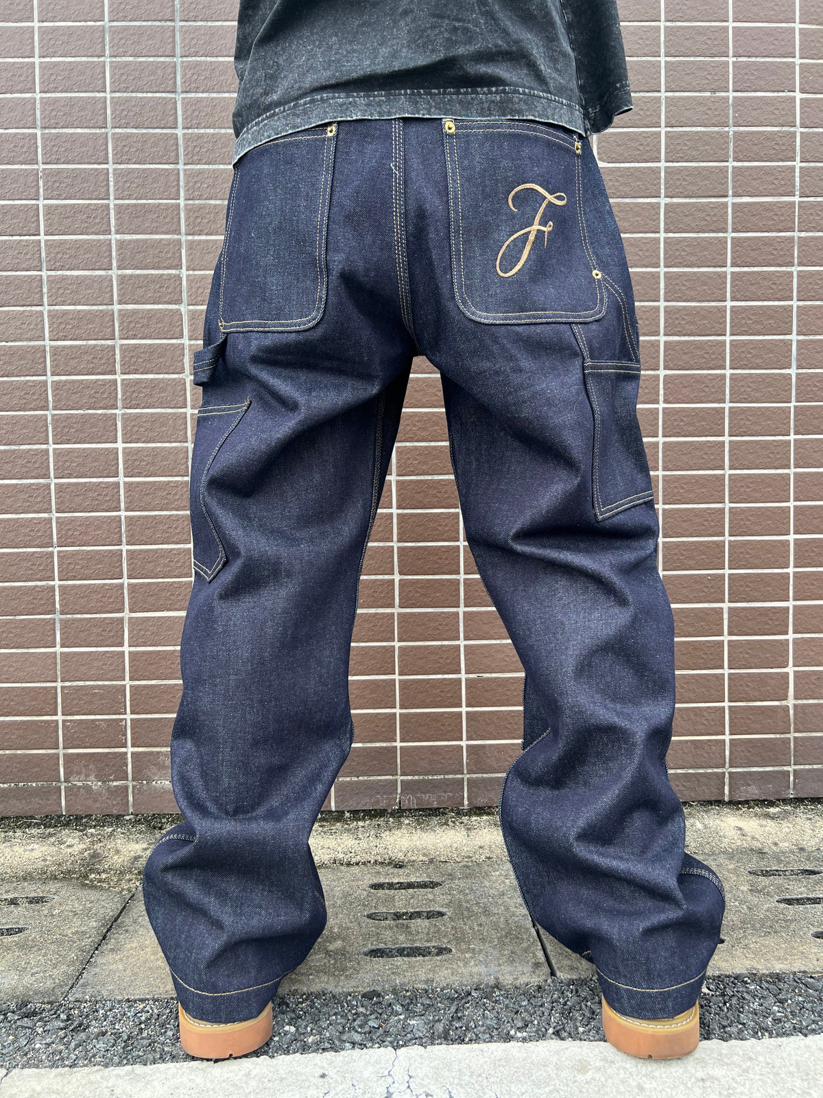 Frofooo Men's Blue Draped Knee Jeans, American Street Style, Straight Leg Casual Fit
