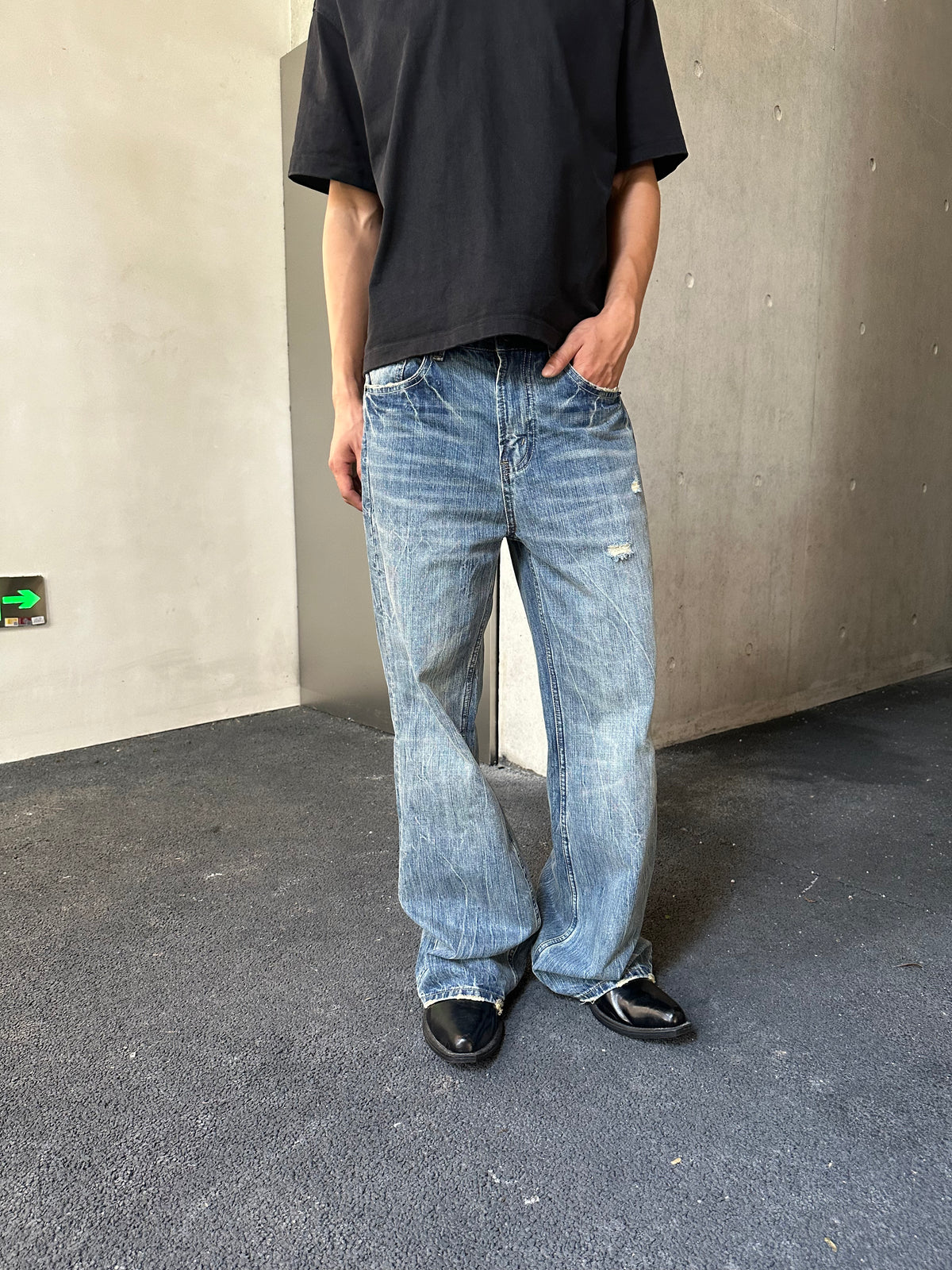 Frofooo New Men's Blue Washed Jeans – Loose Fit, Premium Stretch