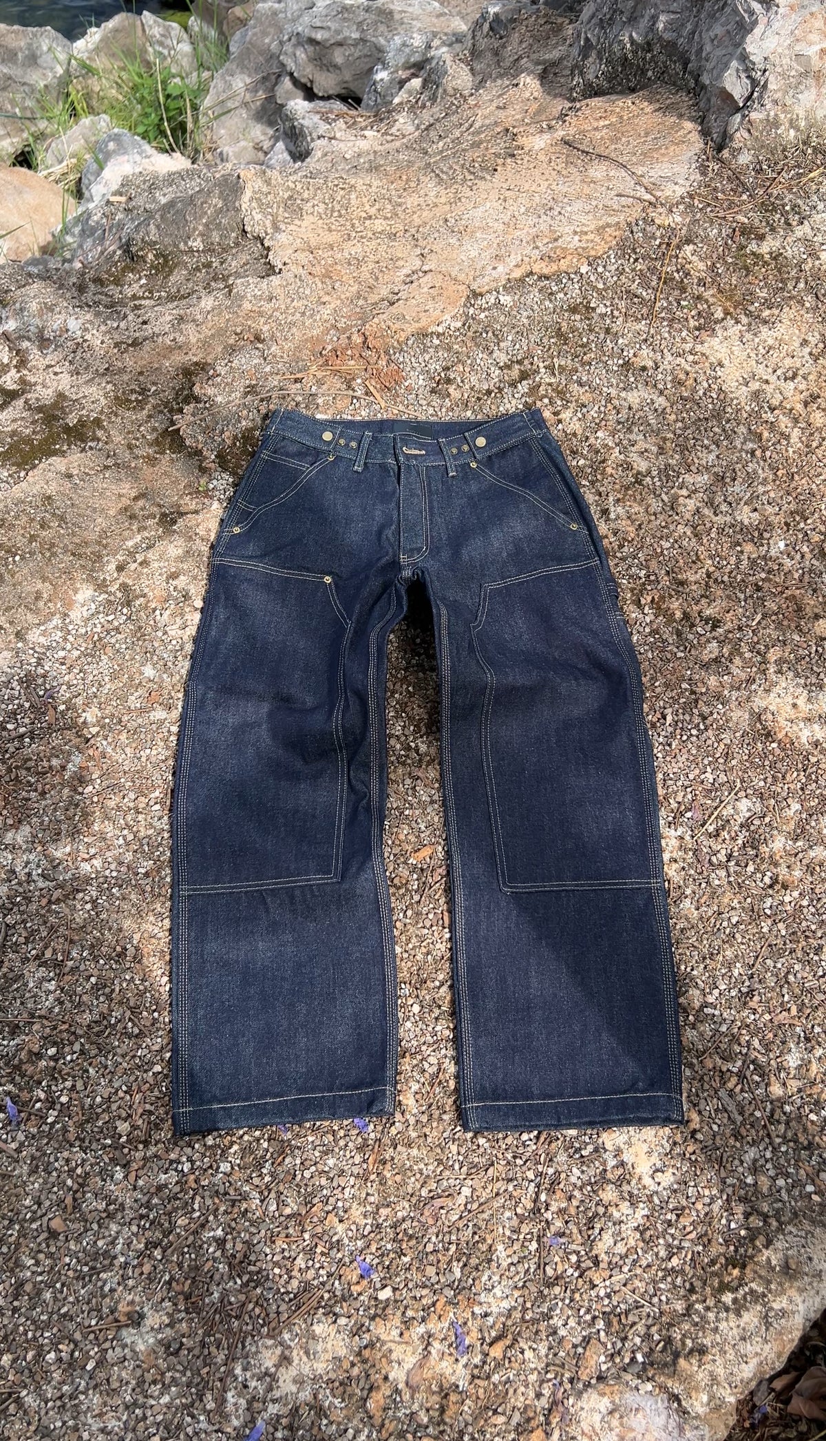 Frofooo Men's Blue Draped Knee Jeans, American Street Style, Straight Leg Casual Fit