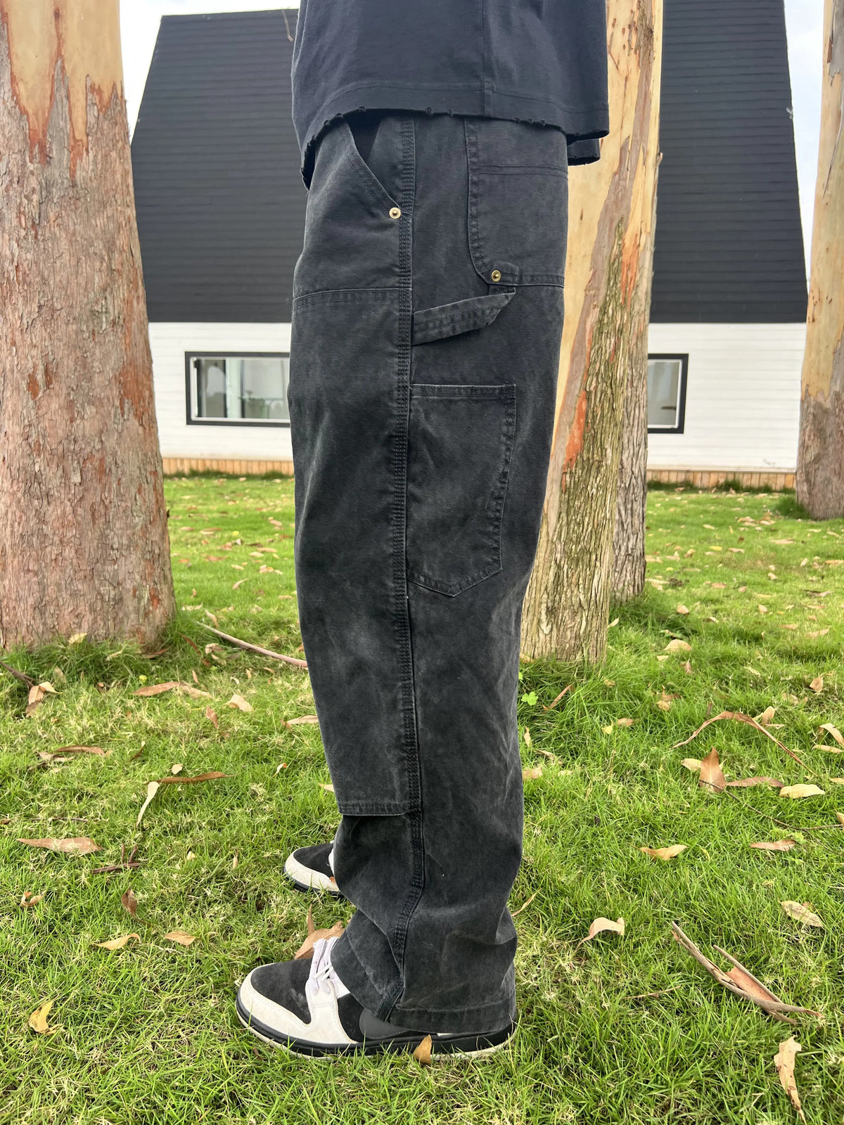 Frofooo Men's Black Knee-Length Jeans, Stylish Pure Cotton Straight Leg, Suitable for Casual Everyday Wear
