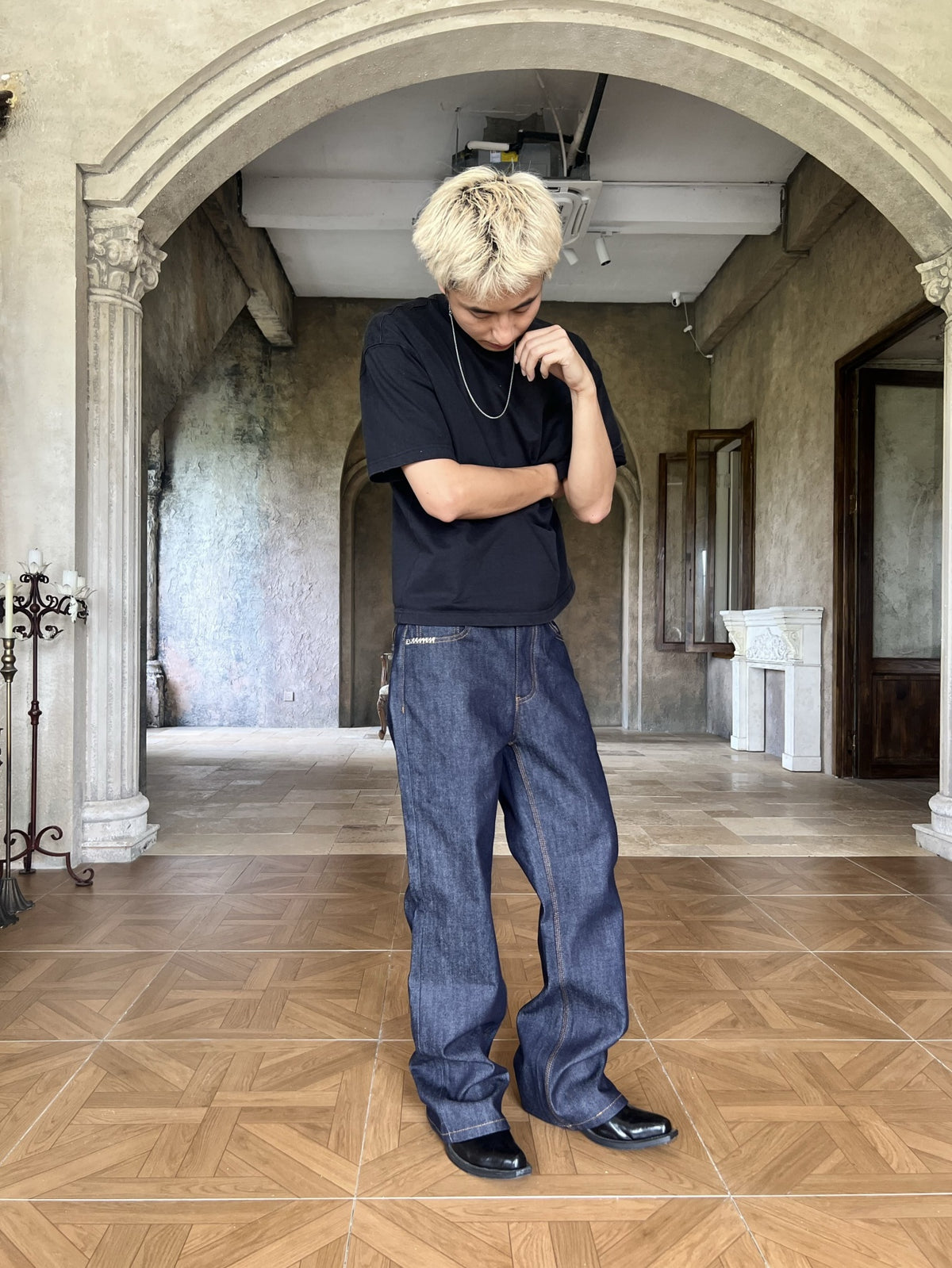 Frofooo Men's Blue Jeans, Flared and Loose Fit, 100% Cotton, Casual and Trendy Everyday Wear