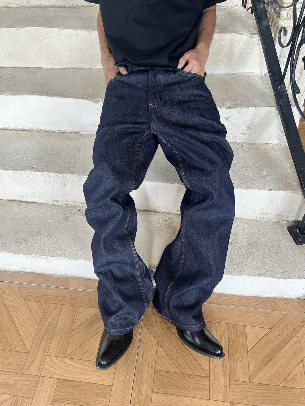 Frofooo Men's Blue Jeans, Flared and Loose Fit, 100% Cotton, Casual and Trendy Everyday Wear