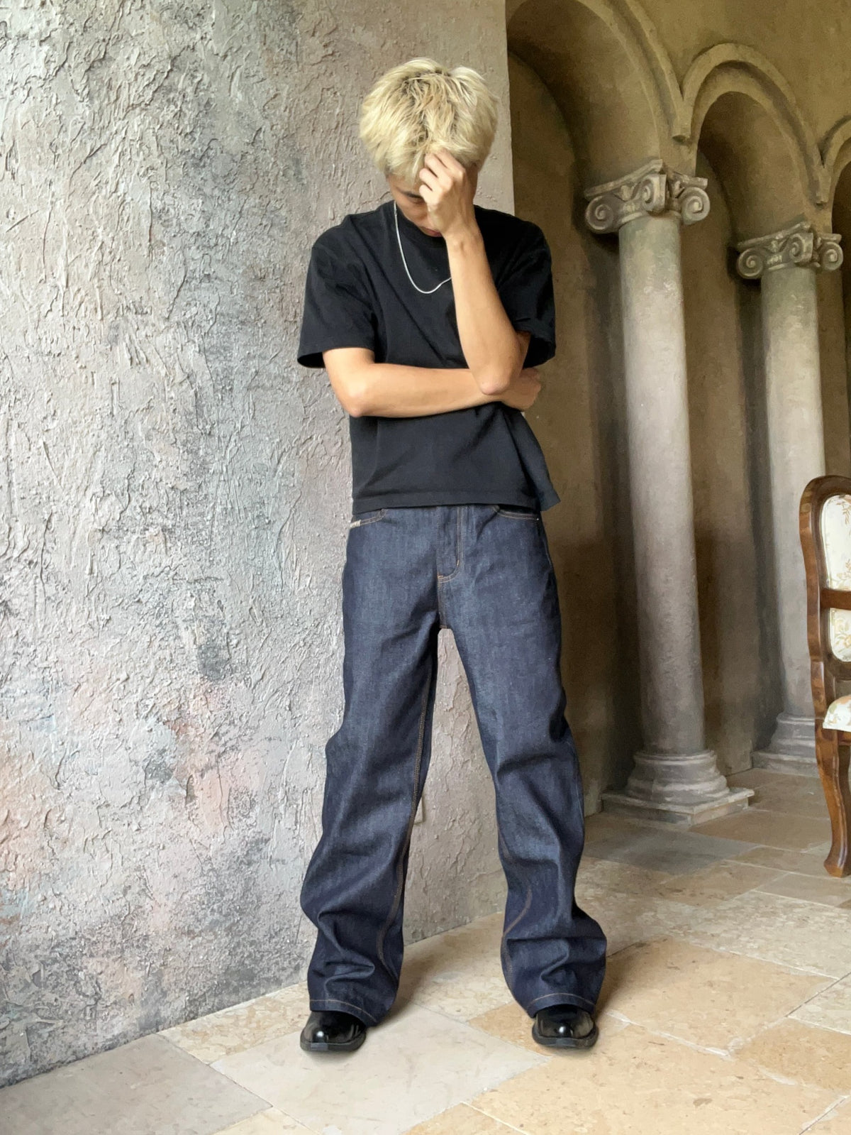 Frofooo Men's Blue Jeans, Flared and Loose Fit, 100% Cotton, Casual and Trendy Everyday Wear